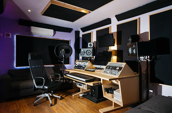 Root Seventy Three's recording studio featuring music mixing and mastering equipment